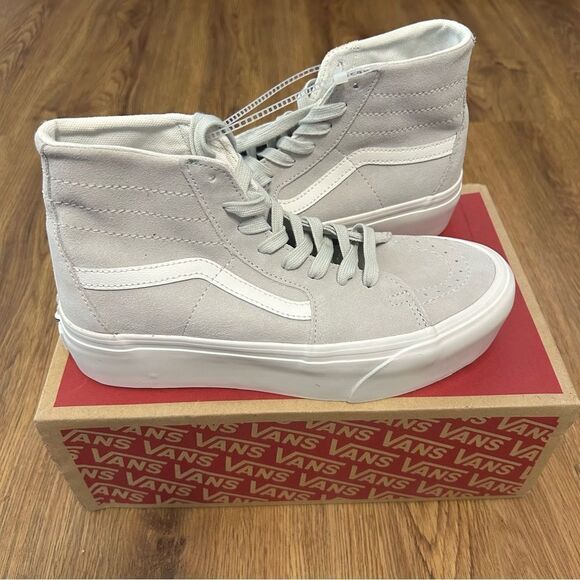 VANS sk8-hi top gray suede platform lace up shoes sneakers women’s 8.5 new - Picture 1 of 7